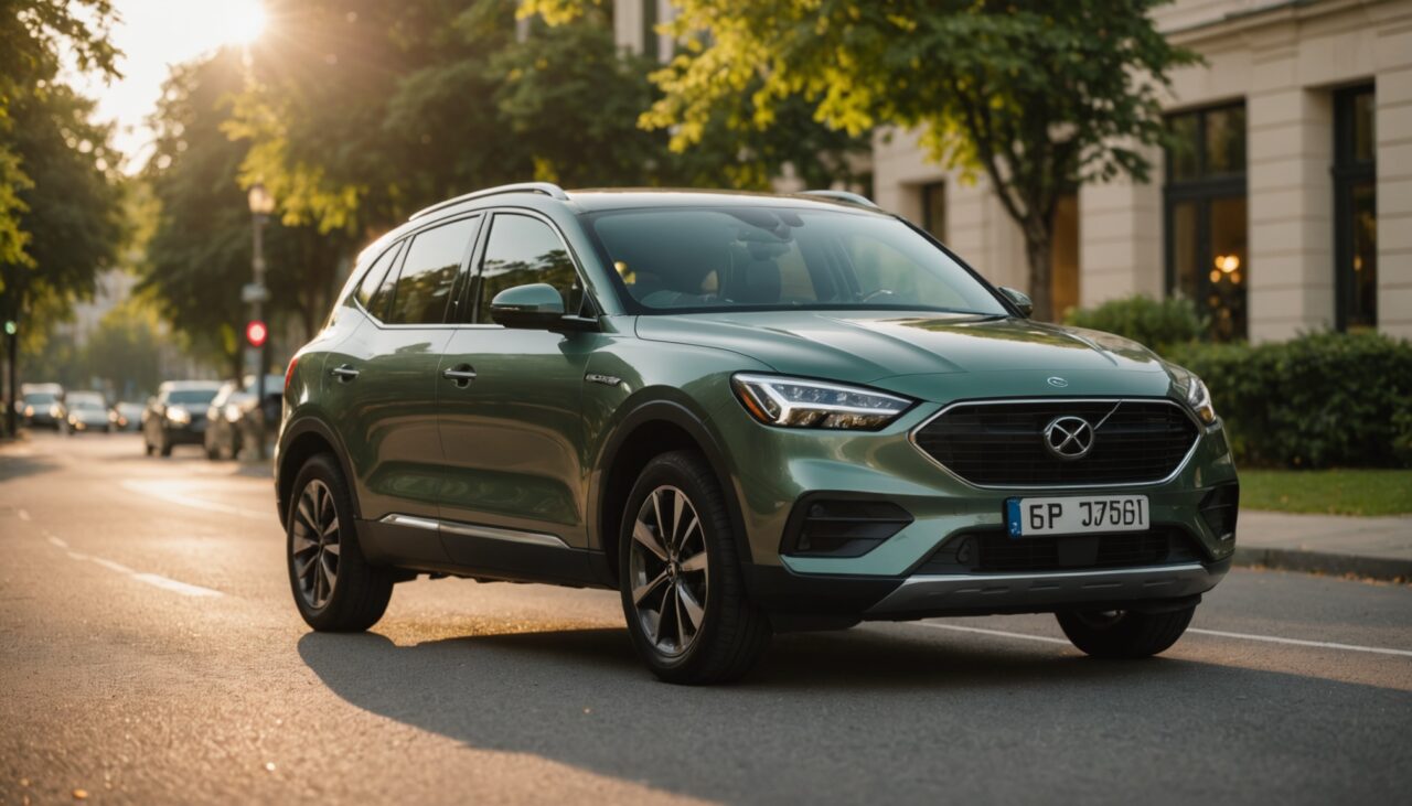 Voiture compacte sans permis garée sur la route